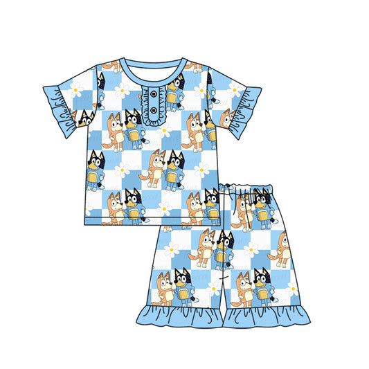 Blue cartoon dog baby girls clothes preorder