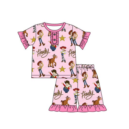 Baby girl cartoon story western short sleeve outfit preorder