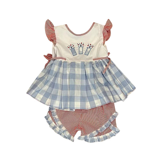 Baby girl July 4th top matching shorts summer outfit preorder