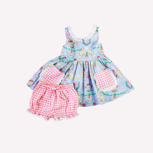 Easter bunny top matching pink plaid shorts summer outfit preorder