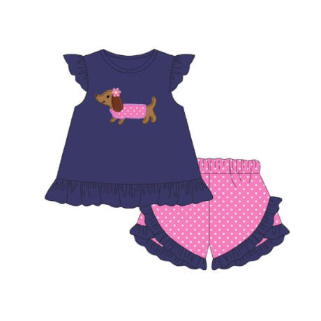 Cute dog baby girl summer outfit preorder