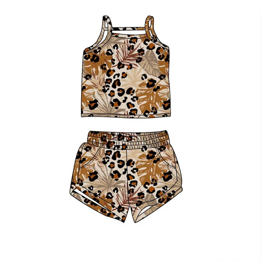 Baby girl cheetah shirt matching shorts summer outfit preorder