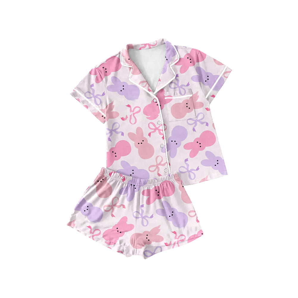 Baby girl Easter bunny bow deisgn pajama set outfit preorder