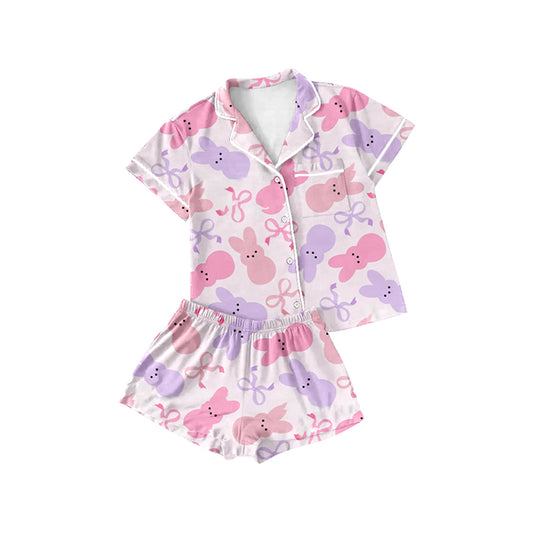 Baby girl Easter bunny bow deisgn pajama set outfit preorder