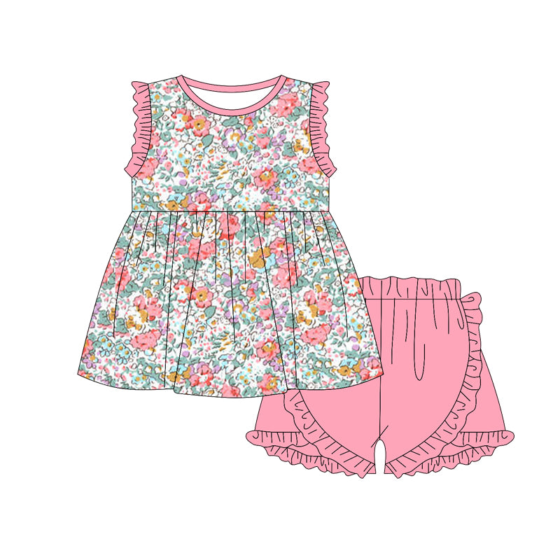 Baby girl pink floral design summer outfit preorder