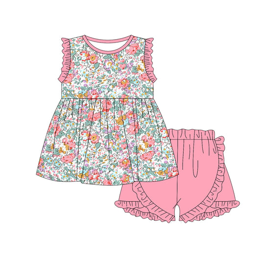 Baby girl pink floral design summer outfit preorder