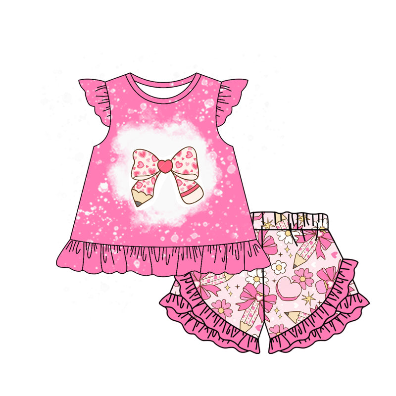 Toddle baby girl back  to school short sleeve pajama set outfit preorder