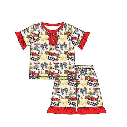 Baby girl cartoon car summer outfit preorder