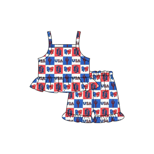 Girls USA boots bow July 4th outfit preorder
