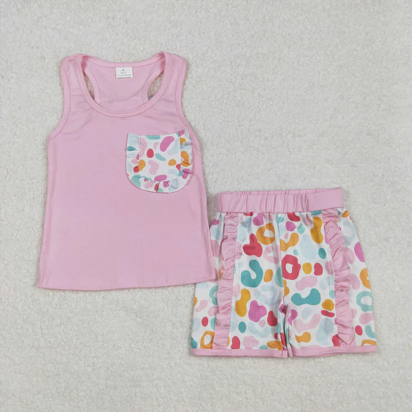 Baby girls pink bow top matching shorts summer outfit