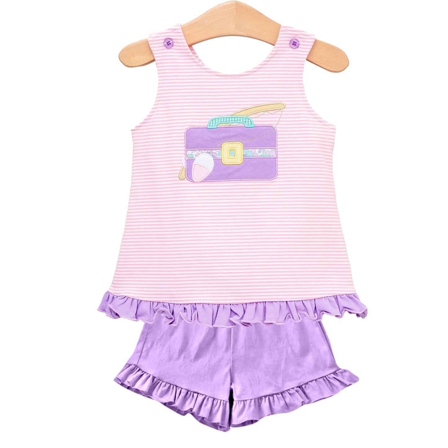Toddle girl green stripes fishing summer clothes preorder