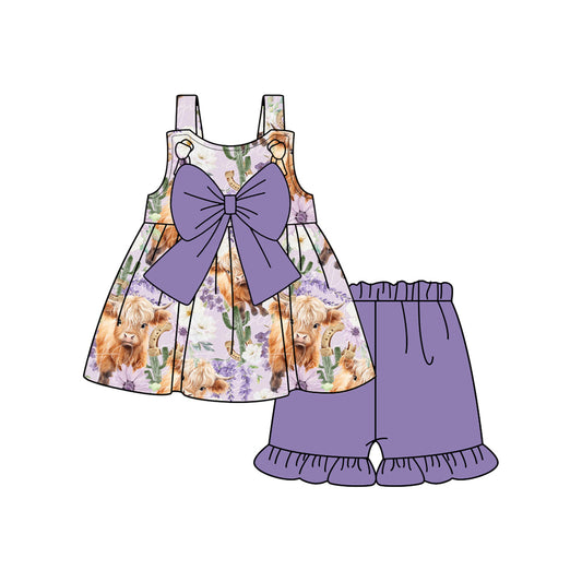 Baby girls highland cow western summer outfit preorder