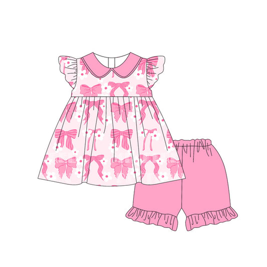 Baby girls pink bow flower summer outfit preorder