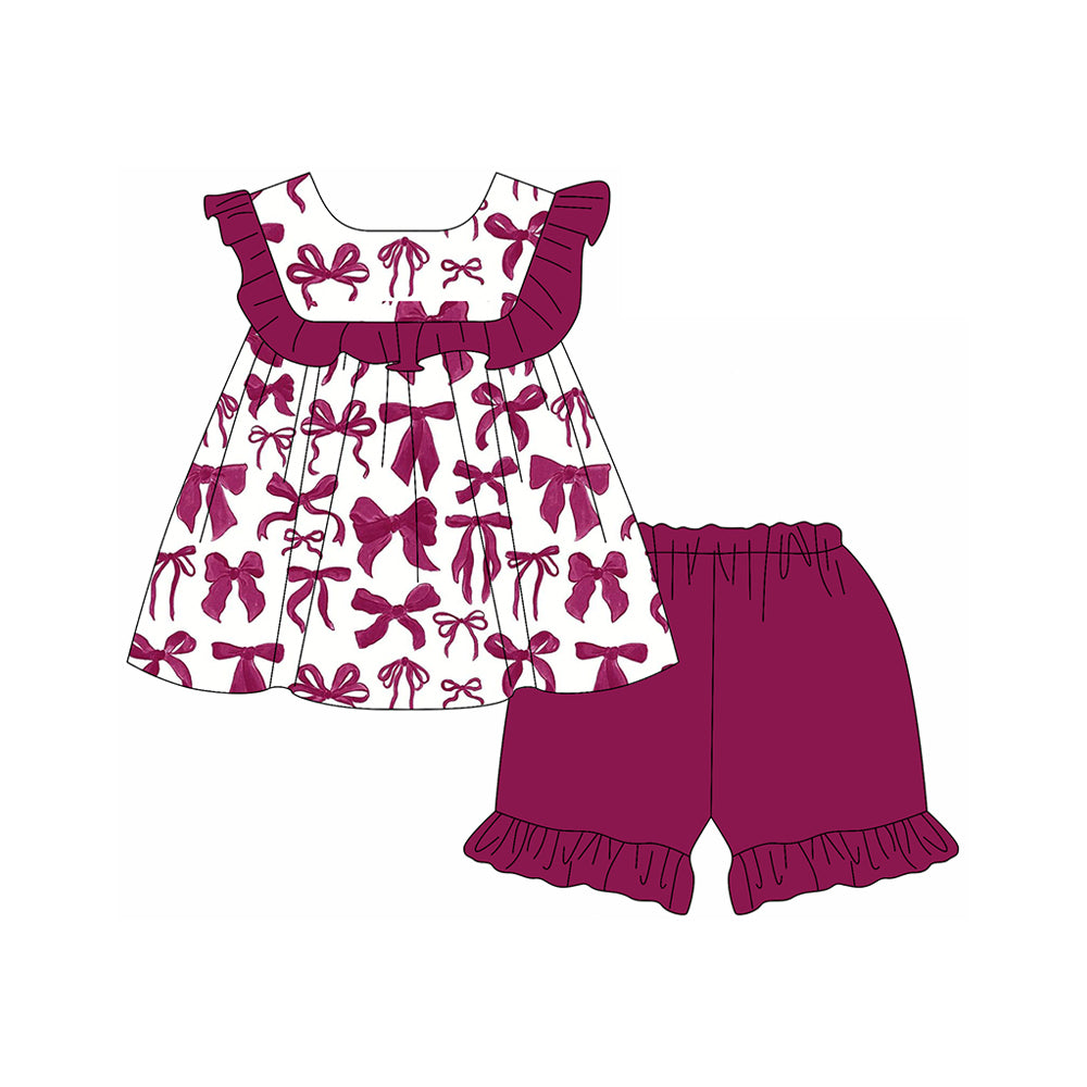 Baby girls wine bow summer outfit preorder