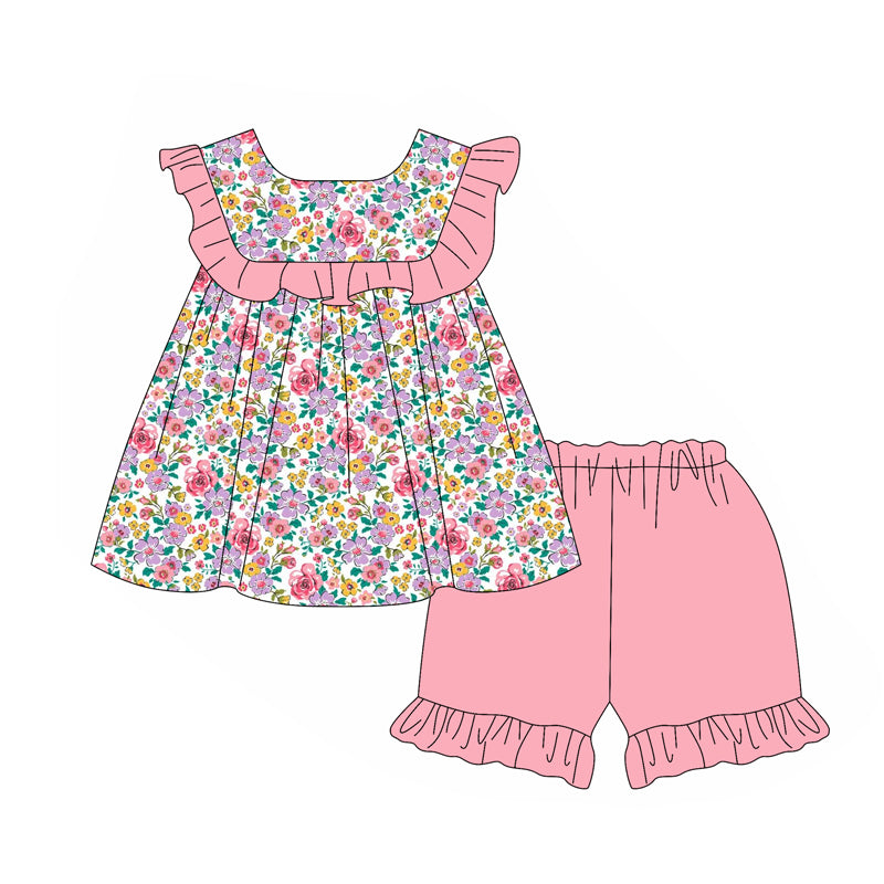 Baby girls lavender pink yellow flower summer outfit preorder