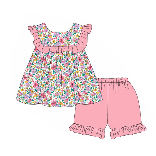 Baby girls lavender pink yellow flower summer outfit preorder