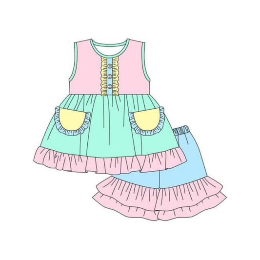 Baby girls pink blue color summer outfit preorder