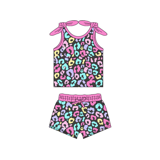 Girls colorful cheetah design summer outfit preorder