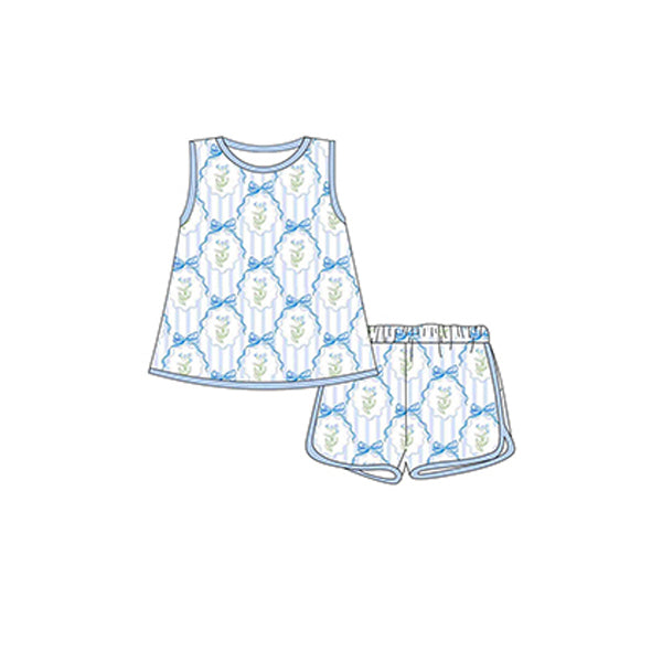 Toddle baby girl blue floral summer outfit preorder