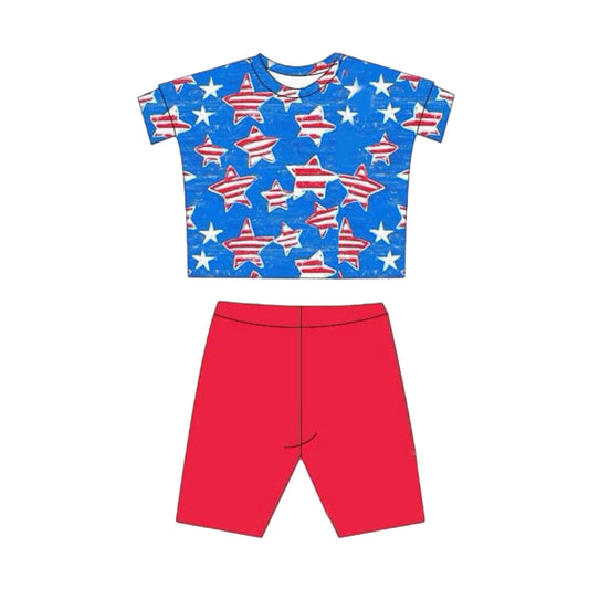 Girls July 4th shirt matching shorts summer outfit preorder
