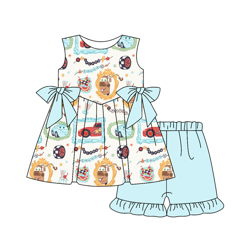 Toddle baby girl summer car design outfit preorder