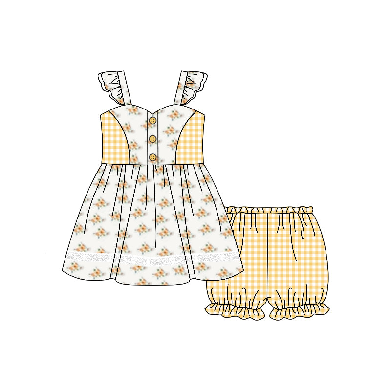 Toddle baby girls yellow flower top matching shorts outfit preorder