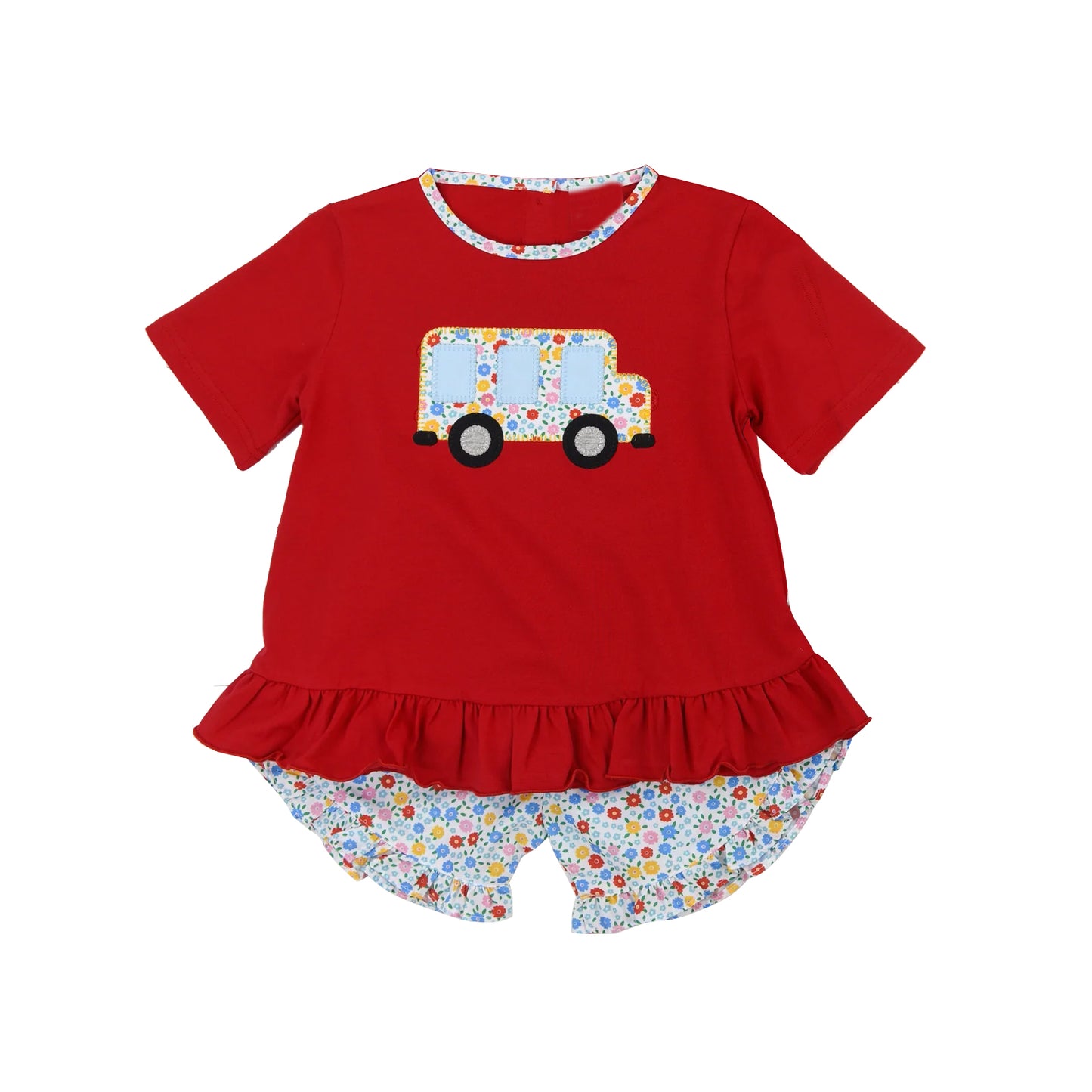 Infant baby girl flower car top matching shorts outfit preorder
