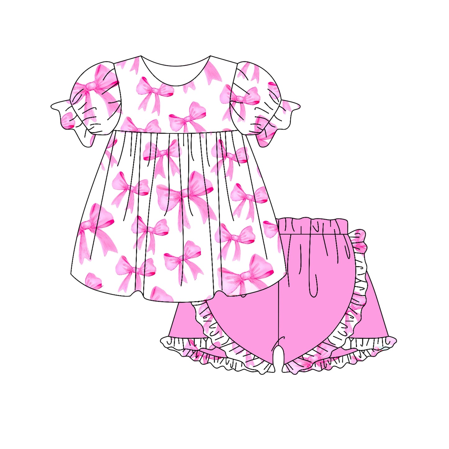 Pink bow baby girl summer outfit preorder