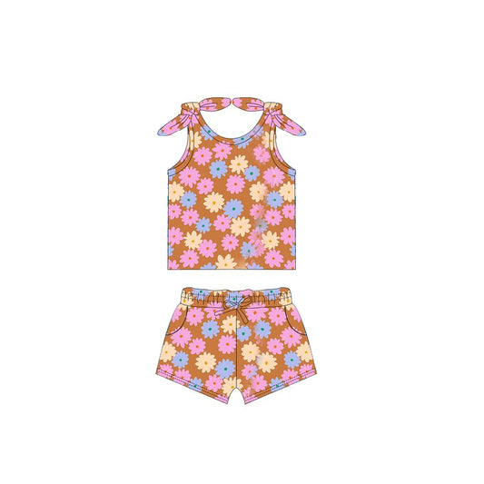 Baby girl colorful flowers summer outfit preorder