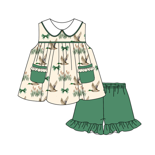 Baby girl mallard duck green bow summer outfit preorder