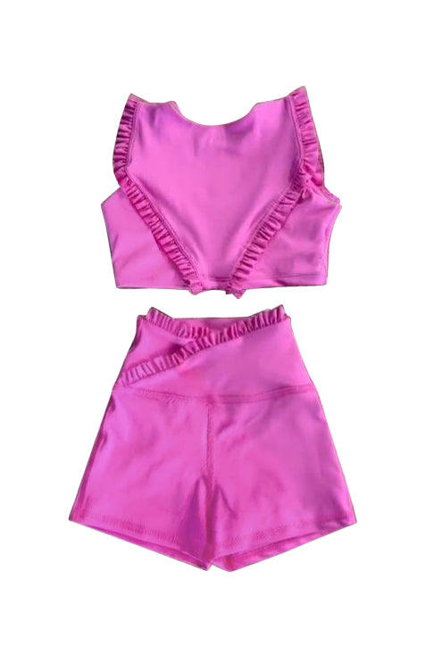 Baby girls pink active wear athletic summer yoga skirt outfit preorder
