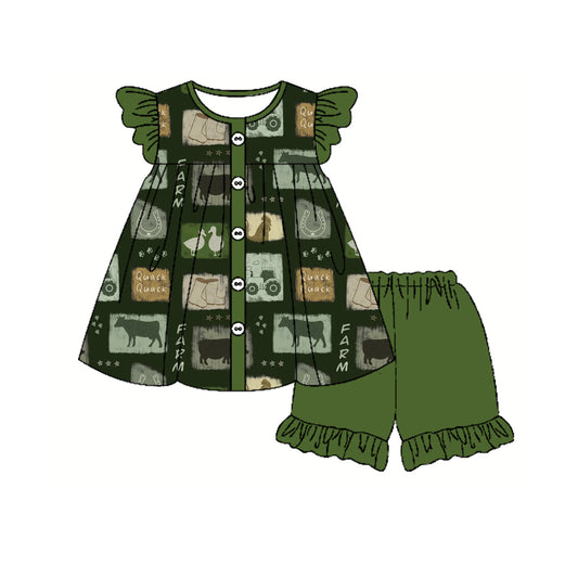 Toddle baby girl farm cow animal summer outfit preorder