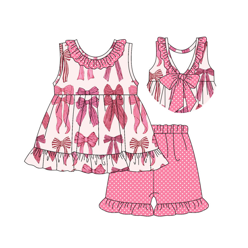 Pink bow girls summer outfit preorder