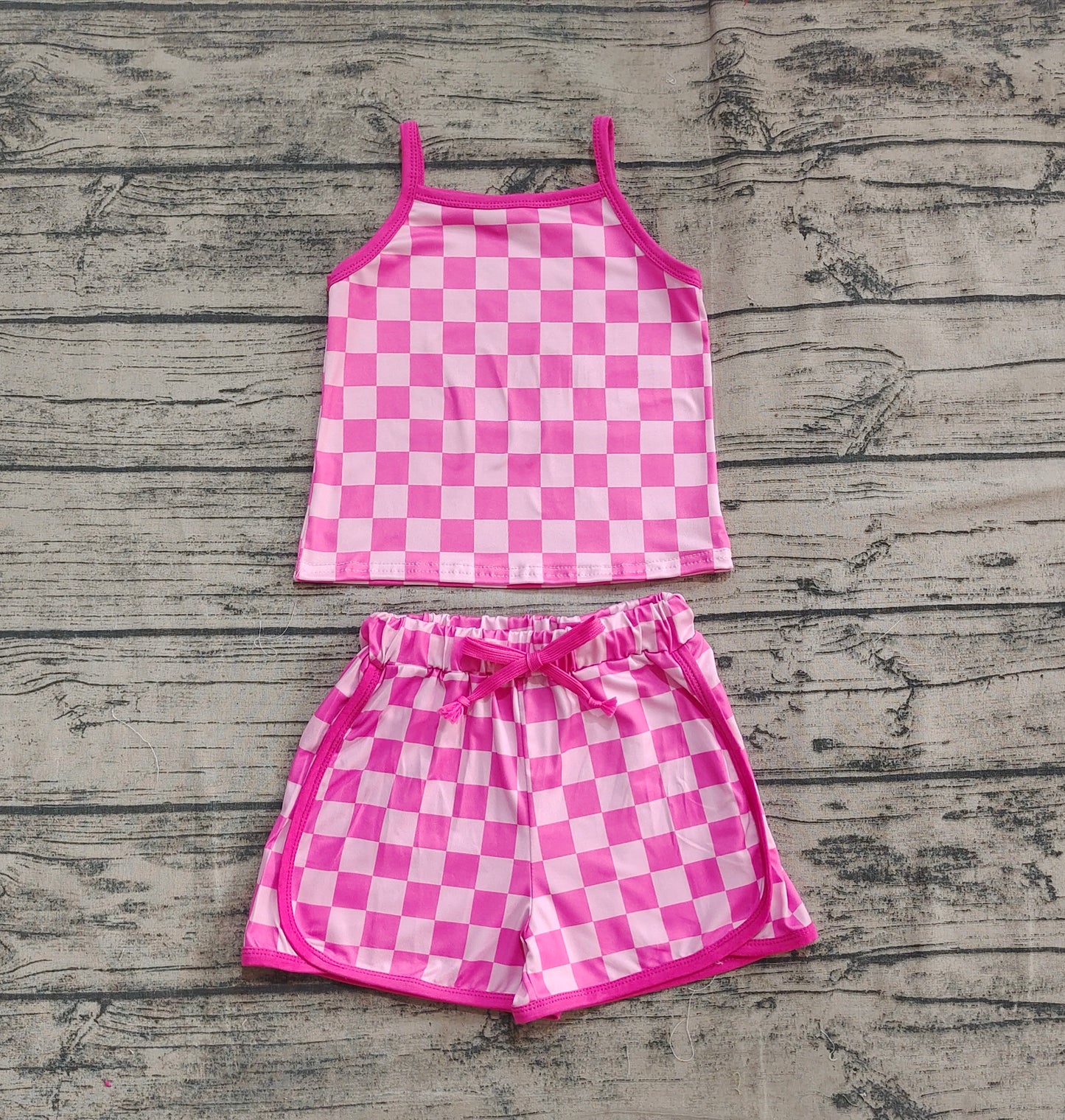 Baby girls pink plaid summer outfit preorder