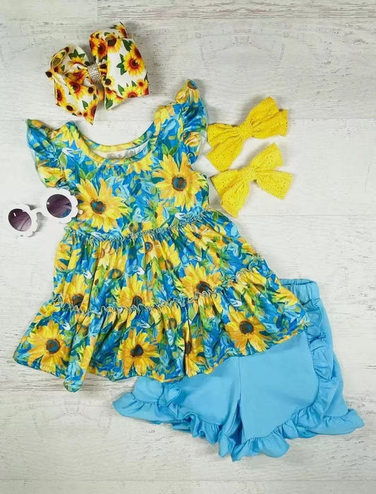 Baby girl sunflower summer outfit preorder