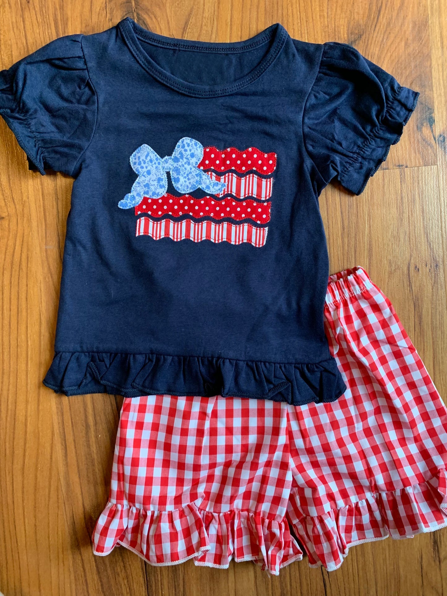 America flag  baby girl summer outfit preorder