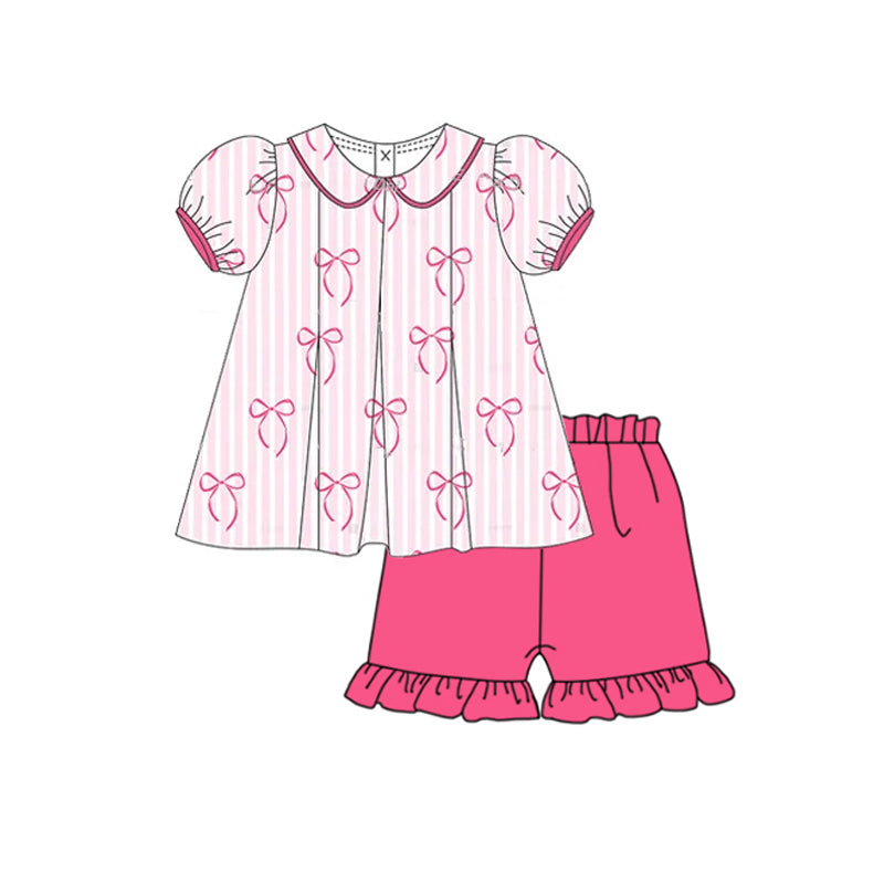Hot pink bow baby girl summer outfit preorder