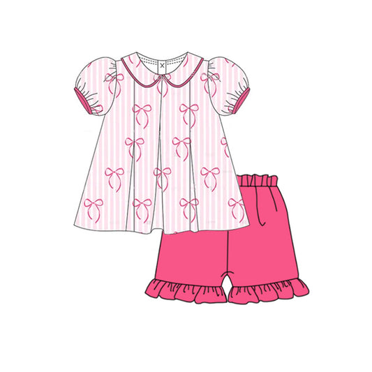 Hot pink bow baby girl summer outfit preorder