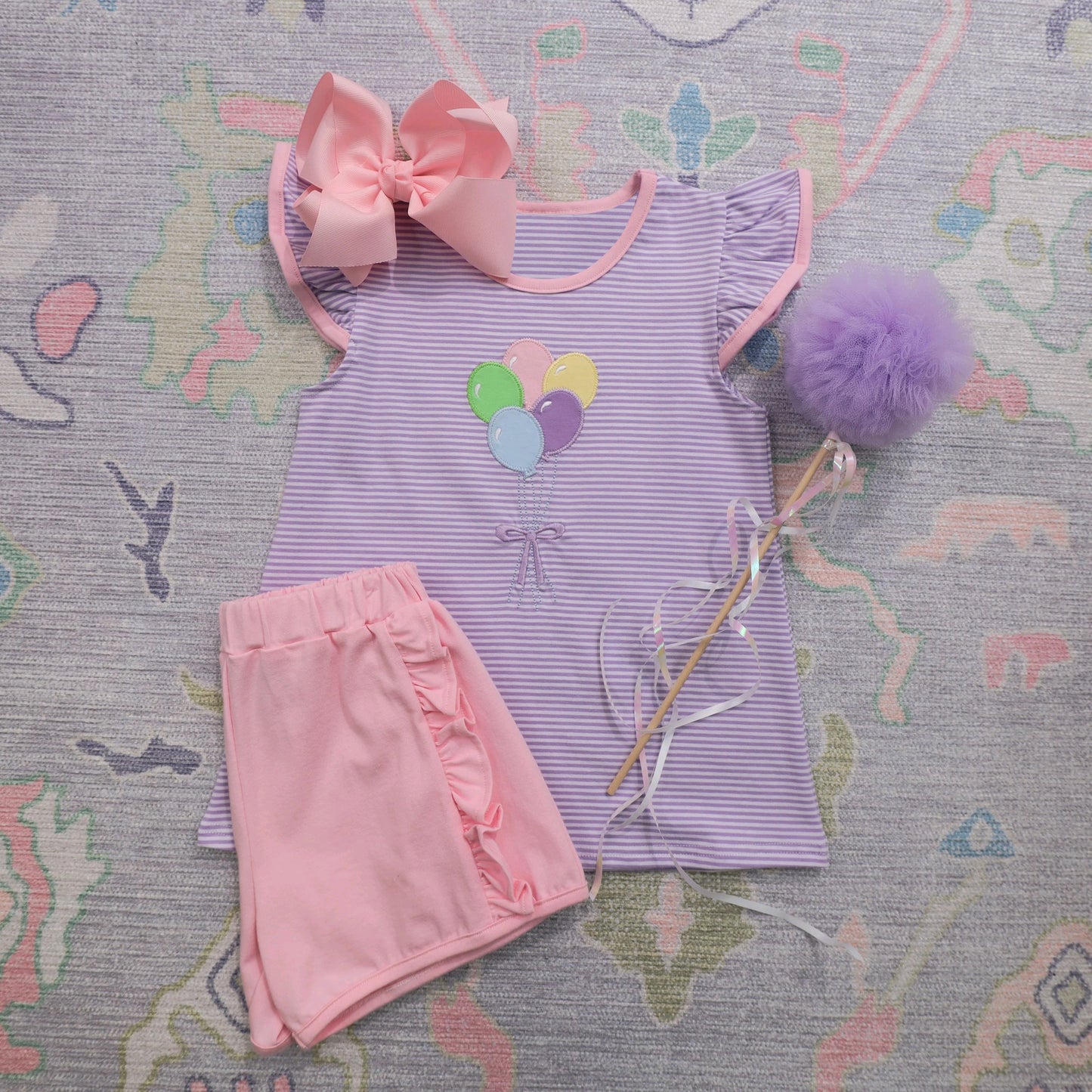 Colorful balloon shirt matching shorts summer outfit preorder