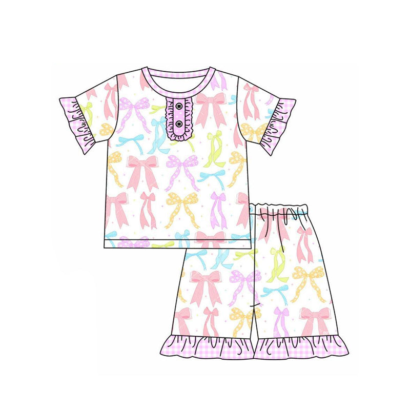 Colorful bow girls summer outfit preorder
