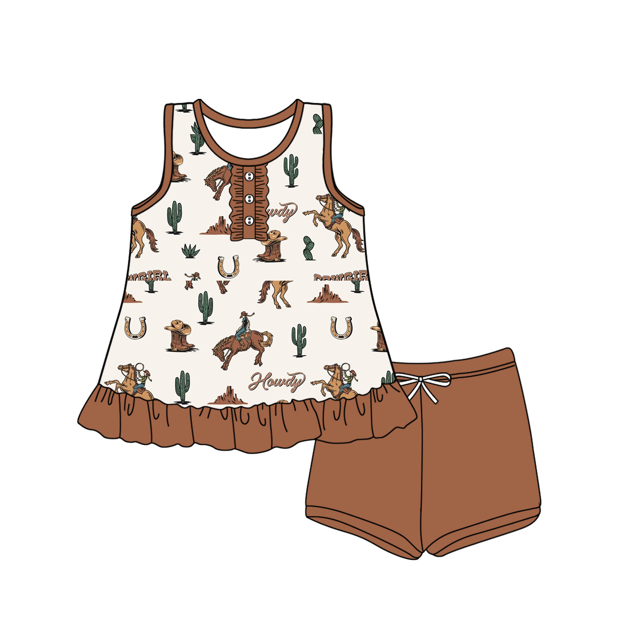 Western rodeo howdy baby girl clothes preorder