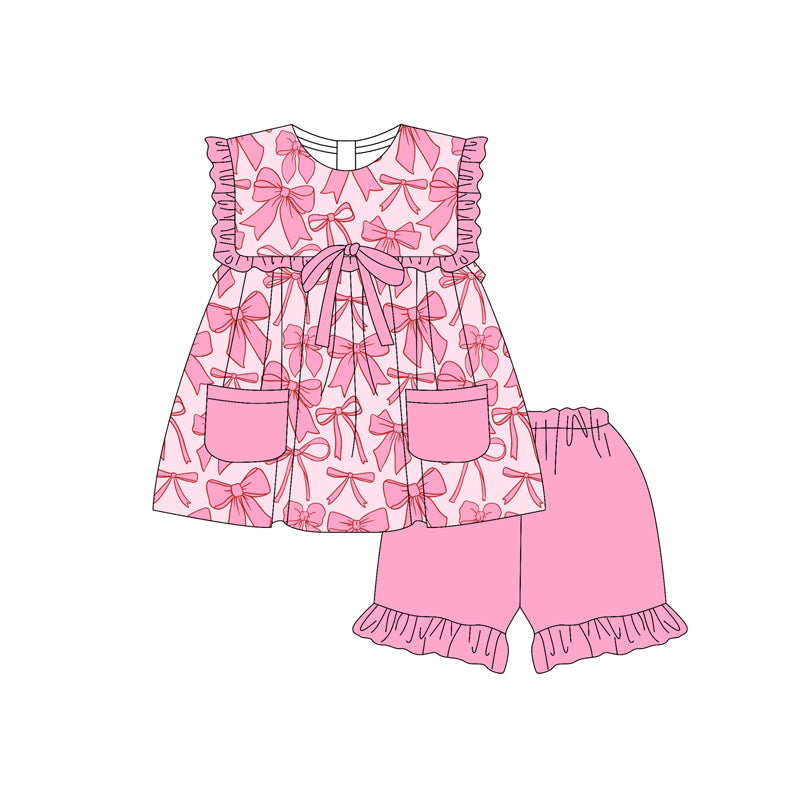 Toddle baby girl pink bow summer outfit preorder