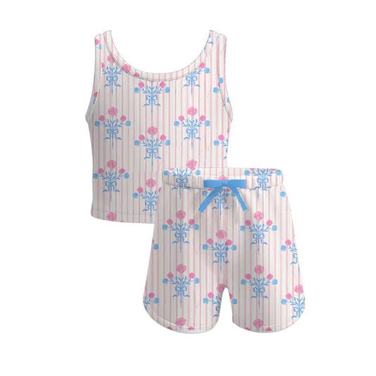 Flowers design girls summer outfit preorder