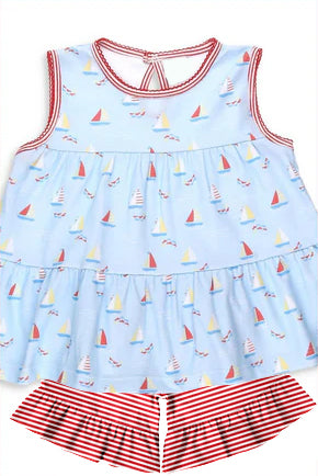 Sailboat design baby girl summer outfit preorder