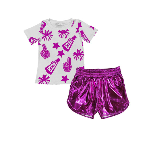 Baby girl purple cheer set summer outfit preorder