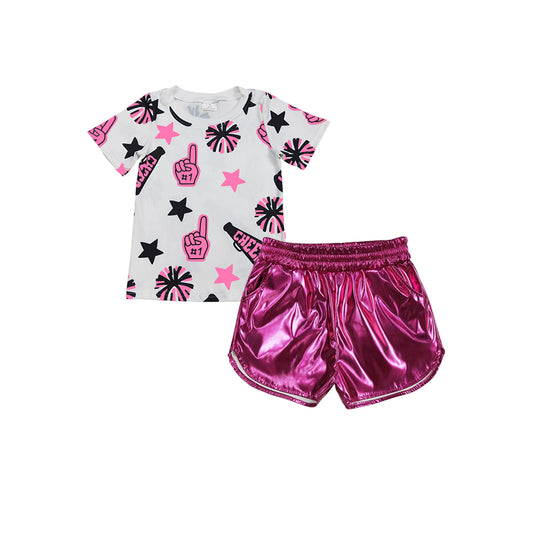 Baby girl pink cheer set summer outfit preorder