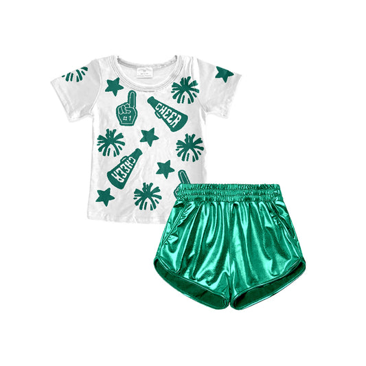 Baby girl green cheer set summer outfit preorder