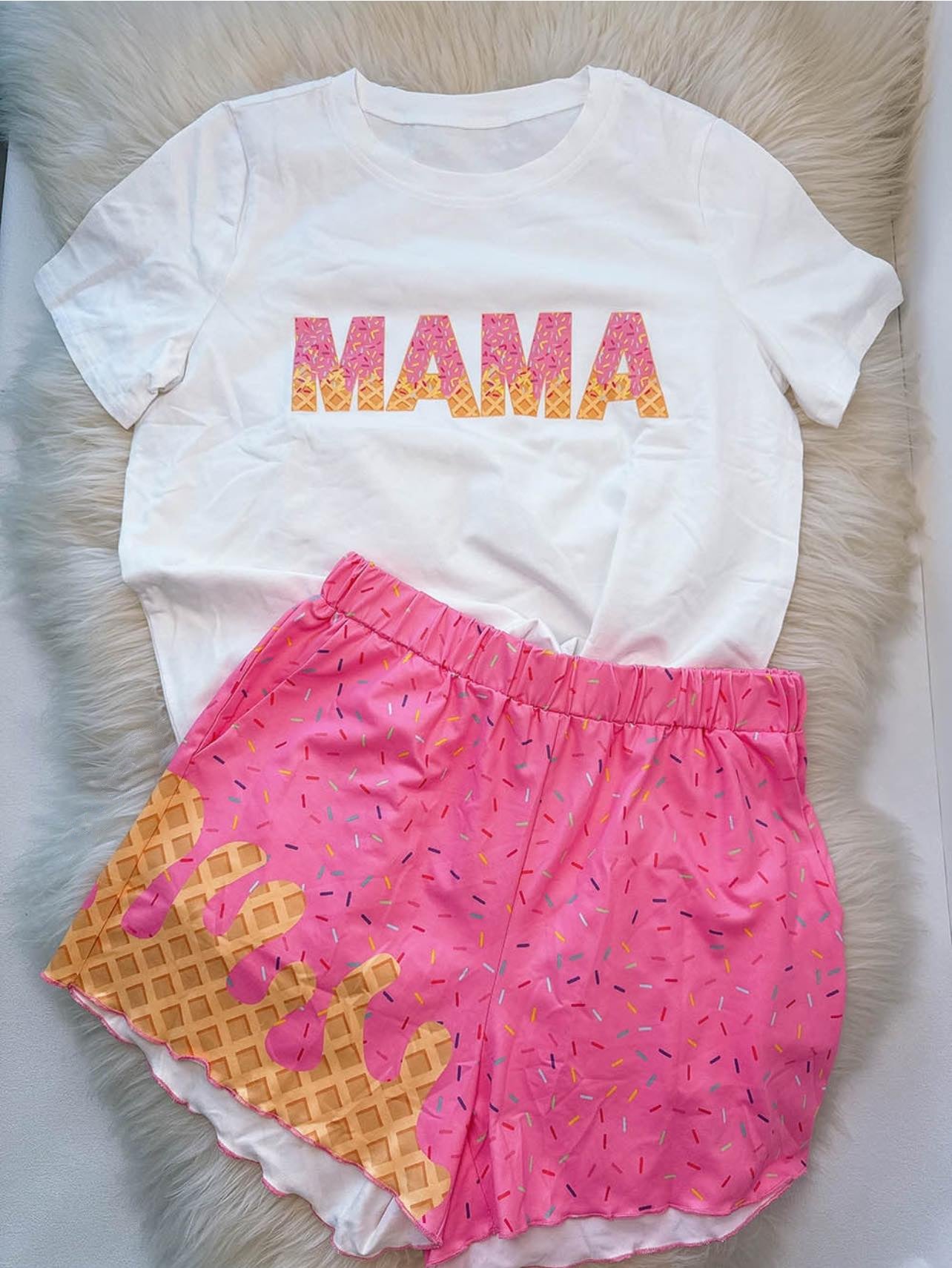 Adult Women mama shirt matching shorts summer clothes  preorder