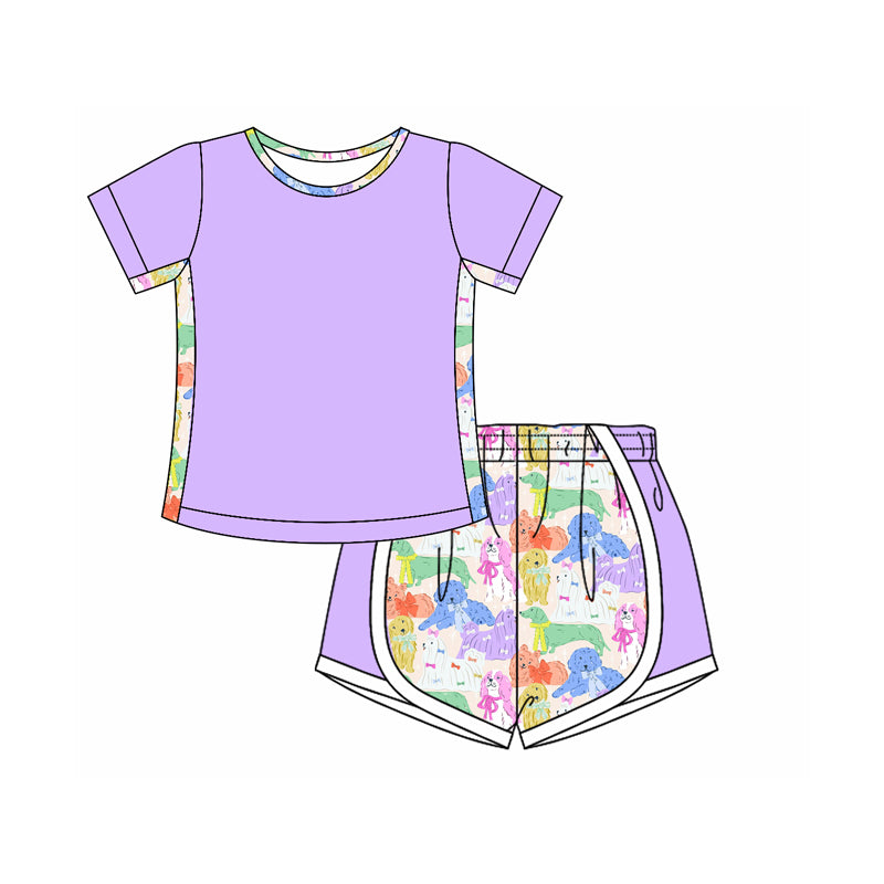 Purple colorful bow toddle girls summer clothes preorder