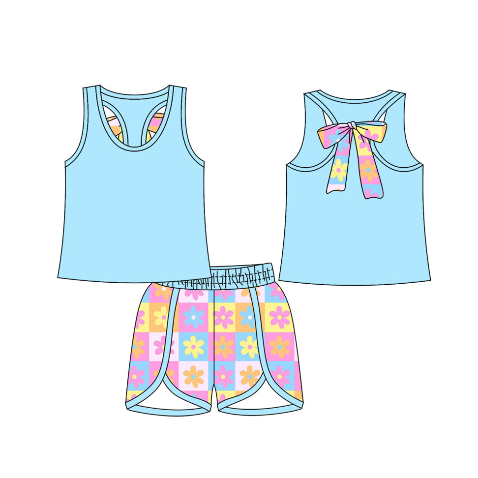 Cotton tank top flowers shorts summer outfit preorder